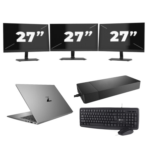 HP ZBook Firefly 14 G7 - Intel Core i7-10e Generatie - 14 inch - 16GB RAM - 512GB SSD - GPU - Windows 11 Home + 3x 27 inch Monitor Tweedehands