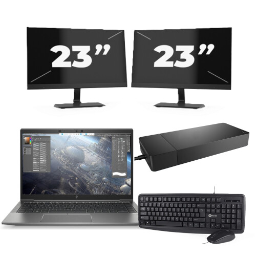 HP ZBook Firefly 14 G8 - Intel Core i7-11e Generatie - 14 inch - 16GB RAM - 256GB SSD - Windows 11 Home + 2x 23 inch Monitor Tweedehands