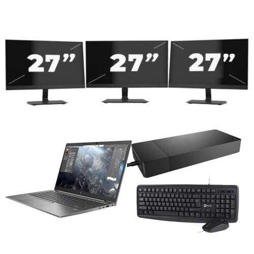 HP ZBook Firefly 14 G8 - Intel Core i7-11e Generatie - 14 inch - 16GB RAM - 512GB SSD - GPU - Windows 11 Home + 3x 27 inch Monitor Tweedehands