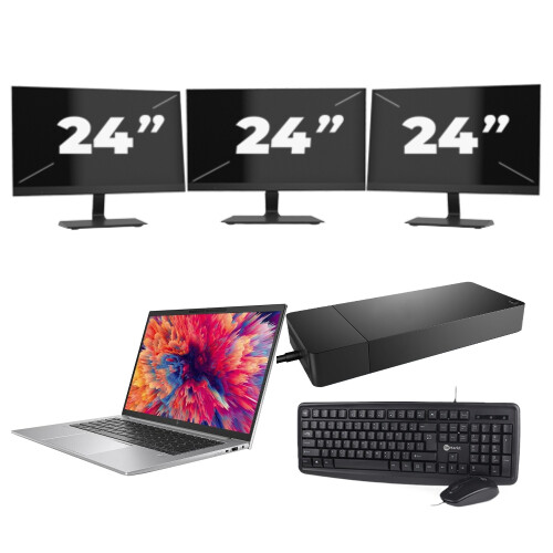 HP ZBook Firefly 14 G9 - Intel Core i7-12e Generatie - 14 inch - 8GB RAM - 256GB SSD - Windows 11 + 3x 24 inch Monitor Tweedehands