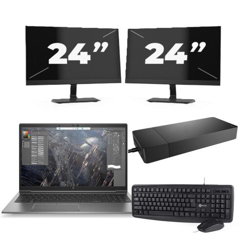 HP ZBook Firefly 15 G7 - Intel Core i7-10e Generatie - 15 inch - 8GB RAM - 256GB SSD - Windows 11 + 2x 24 inch Monitor Tweedehands