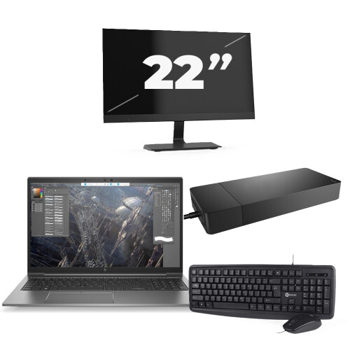 HP ZBook Firefly 15 G7 - Intel Core i7-10e Generatie - 15 inch - 8GB RAM - 256GB SSD - Windows 11 + 1x 22 inch Monitor Tweedehands