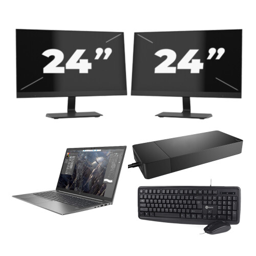 HP ZBook Firefly 15 G7 - Intel Core i7-10e Generatie - 15 inch - 8GB RAM - 256GB SSD - Windows 11 + 2x 24 inch Monitor Tweedehands