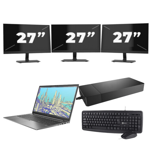 HP ZBook Firefly 15 G8 - Intel Core i7-11e Generatie - 15 inch - 16GB RAM - 512GB SSD - GPU - Windows 11 Home + 3x 27 inch Monitor Tweedehands