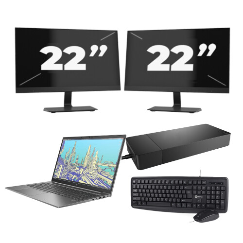 HP ZBook Firefly 15 G8 - Intel Core i7-11e Generatie - 15 inch - 8GB RAM - 256GB SSD - Windows 11 Home + 2x 22 inch Monitor Tweedehands