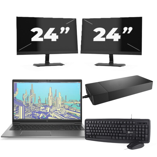 HP ZBook Firefly 15 G8 - Intel Core i7-11e Generatie - 15 inch - 8GB RAM - 256GB SSD - Windows 11 Home + 2x 24 inch Monitor Tweedehands