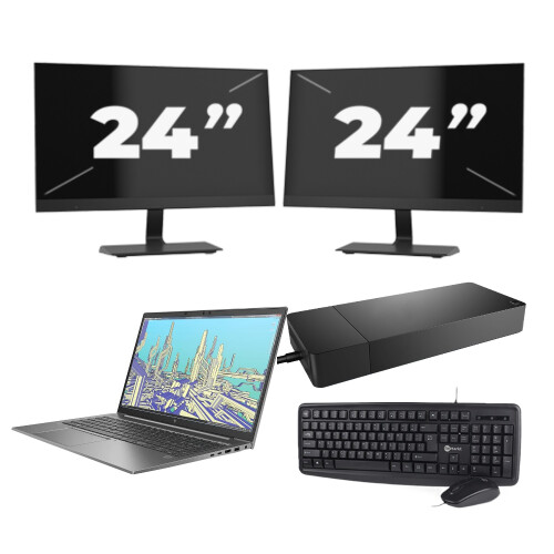 HP ZBook Firefly 15 G8 - Intel Core i7-11e Generatie - 15 inch - 8GB RAM - 256GB SSD - Windows 11 Home + 2x 24 inch Monitor Tweedehands