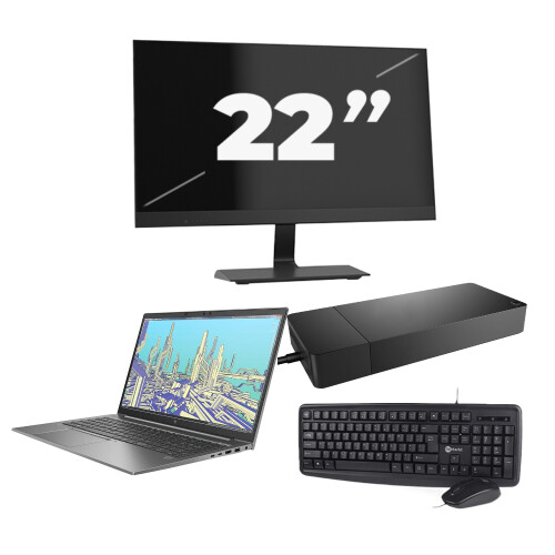 HP ZBook Firefly 15 G8 - Intel Core i7-11e Generatie - 15 inch - 8GB RAM - 256GB SSD - Windows 11 Home + 1x 22 inch Monitor Tweedehands