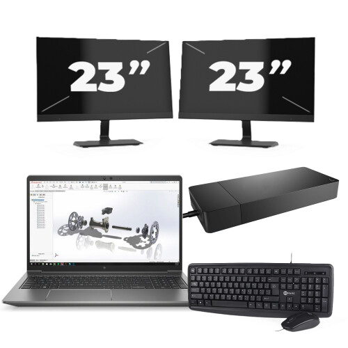 HP ZBook Power G8 - Intel Core i7-11e Generatie - 15 inch - 8GB RAM - 256GB SSD - Windows 11 + 2x 23 inch Monitor Tweedehands