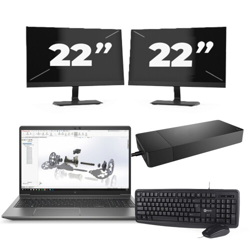 HP ZBook Power G8 - Intel Core i7-11e Generatie - 15 inch - 8GB RAM - 256GB SSD - Windows 11 + 2x 22 inch Monitor Tweedehands