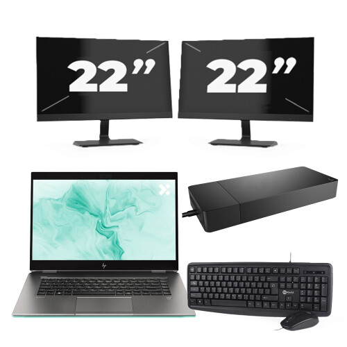 HP ZBook Studio G5 - Intel Core i7-8e Generatie - 15 inch - 8GB RAM - 256GB SSD - Windows 11 + 2x 22 inch Monitor Tweedehands