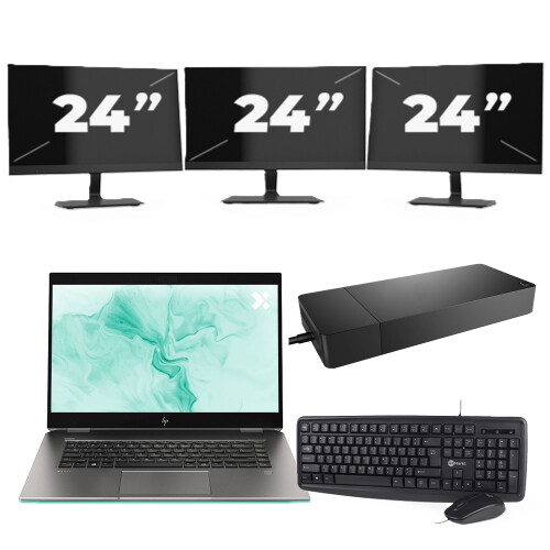 HP ZBook Studio G5 - Intel Core i7-8e Generatie - 15 inch - 16GB RAM - 256GB SSD - Windows 11 + 3x 24 inch Monitor Tweedehands