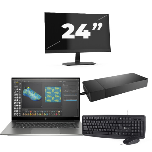 HP ZBook Studio G7 - Intel Core i7-10e Generatie - 15 inch - 16GB RAM - 256GB SSD - Windows 11 + 1x 24 inch Monitor Tweedehands