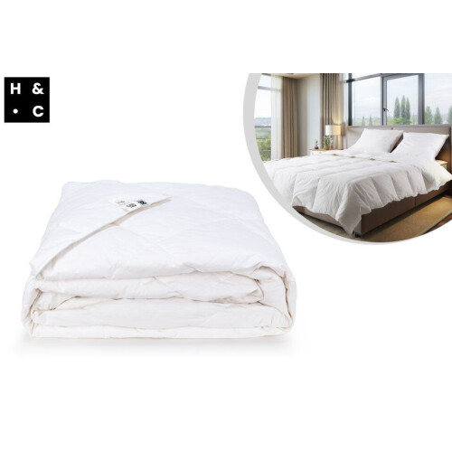 H&Q Luxurious - Dekbed 135x200cm - 90% witte eendendons - Zilver satijnen bies