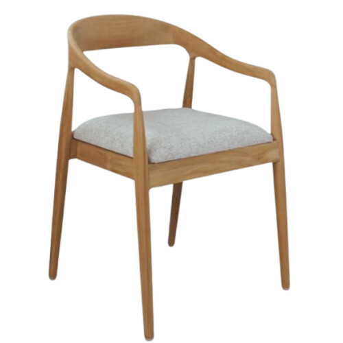 HSM Modena - Eetkamerstoel - Teakhout - Natural/Grijs - 55 x 41 x 78 cm