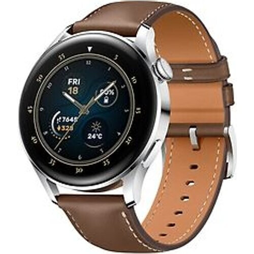 Huawei Watch 3 46 mm zilver op lederen bandje bruin [wifi + 4G, Classic Edition] Tweedehands