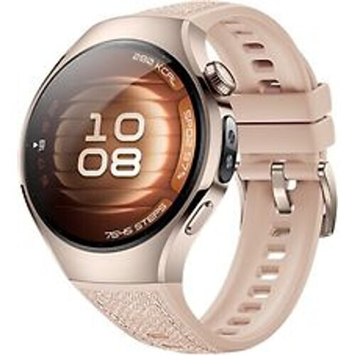 Huawei Watch 5 42 mm roestvrijstalen kast zandgoud met de composiet band beige [wifi + 4G] Tweedehands