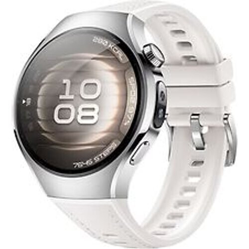 Huawei Watch 5 42 mm roestvrijstalen kast zilver met de composiet band wit [wifi + 4G] Tweedehands