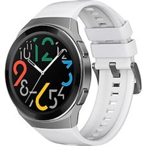 Huawei Watch GT 2e 46 mm zilver met siliconenarmband wit Tweedehands