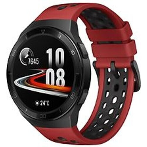 Huawei Watch GT 2e 46 mm zwart met siliconenarmband rood Tweedehands