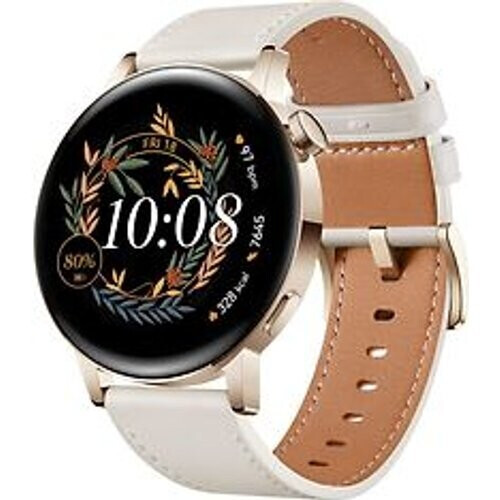 Huawei Watch GT 3 42 mm goud met leren bandje wit Tweedehands