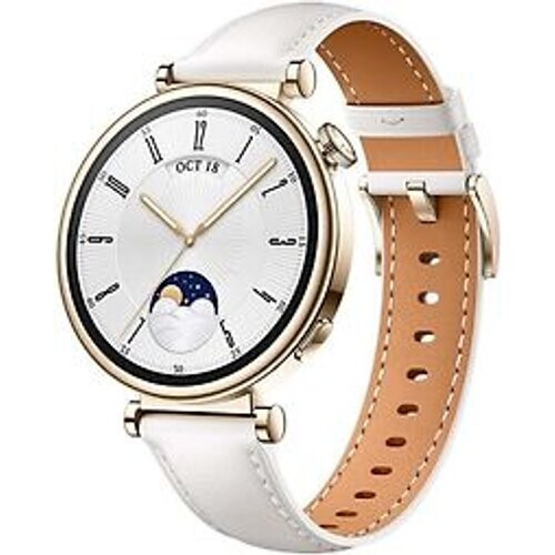 Huawei Watch GT 4 41 mm goud met leren bandje wit Tweedehands