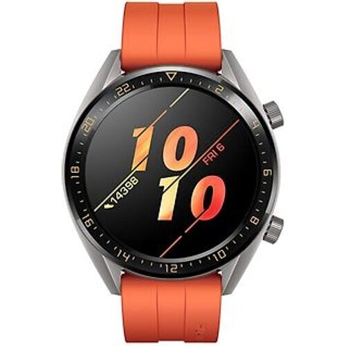 Huawei Watch GT 46,5 mm grijs met siliconenarmband oranje [active edition] Tweedehands