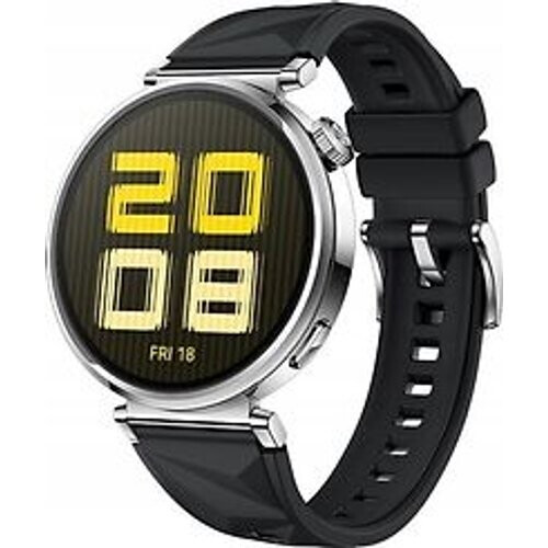 Huawei Watch GT 5 41 mm roestvrij stalen kast zilver met fluorelastomeer bandje zwart Tweedehands