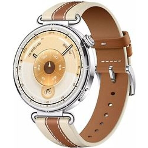 Huawei Watch GT 6 41 mm roestvrijstalen kast zilver met leren bandje bruin Tweedehands