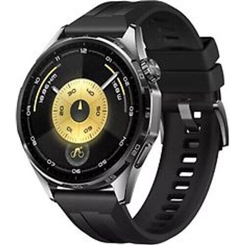 Huawei Watch GT 6 46 mm roestvrijstalen kast zwart met fluorelastomeer bandje zwart Tweedehands