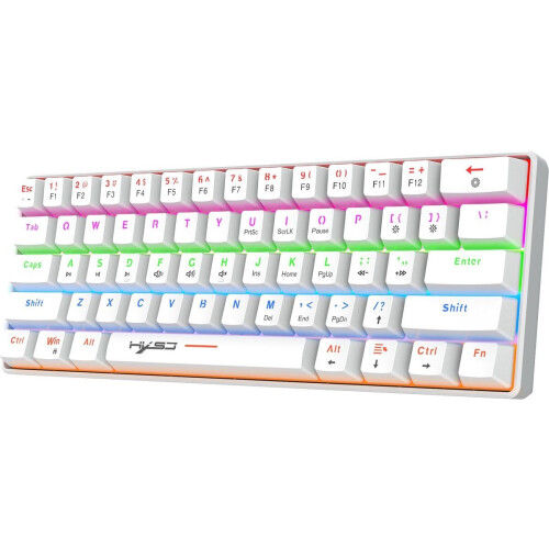 HXSJ V900 - Mechanisch Gaming Toetsenbord - RGB - Blue Switch - 61 Toetsen - QWERTY - Wit