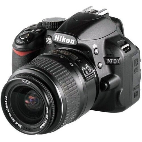 Hybride camera D3100 - Zwart + Nikon AF-S DX Nikkor 18-55 mm f/3.5-5.6G II ED f/3.5-5.6G Tweedehands