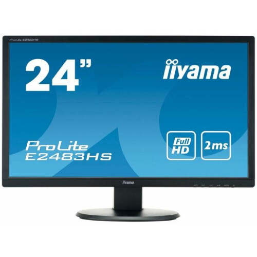 iiyama ProLite E2483HS - 24 inch - 1920x1080 - DVI - HDMI - VGA - Zwart