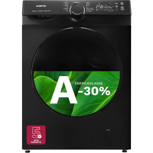 Inventum VWM8030B - Wasmachine - 8kg - 1400 toeren - Energielabel A-30% - Stoomfunctie - Zwart