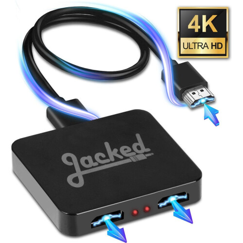 Jacked HDMI splitter - 1 in 2 uit 4K - HDMI signaal versterker - zwart