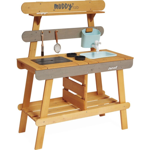 Janod Muddy Lab - Houten speelkeuken buiten - 10 accessoires