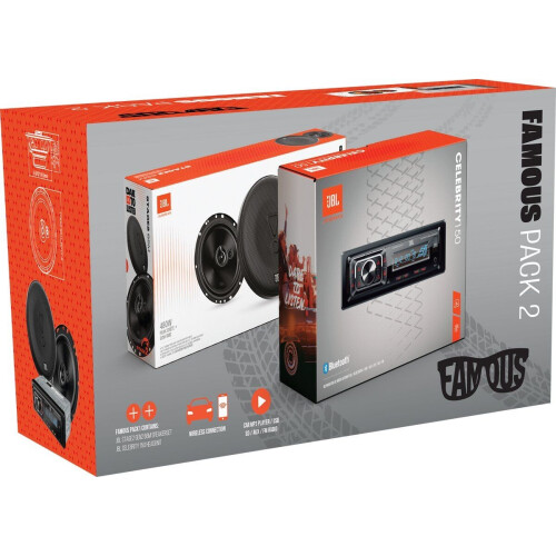 JBL Famous Pack2 - Autoradio Celebrity150 + Stage265M Autospeakers - Bluetooth USB SD FM - 480W Tweedehands