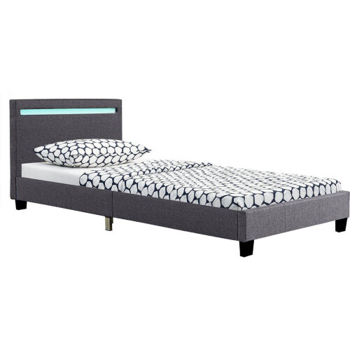 Juskys Verona - Gestoffeerd Bed - LED Verlichting - 90 x 200 cm - Grijs