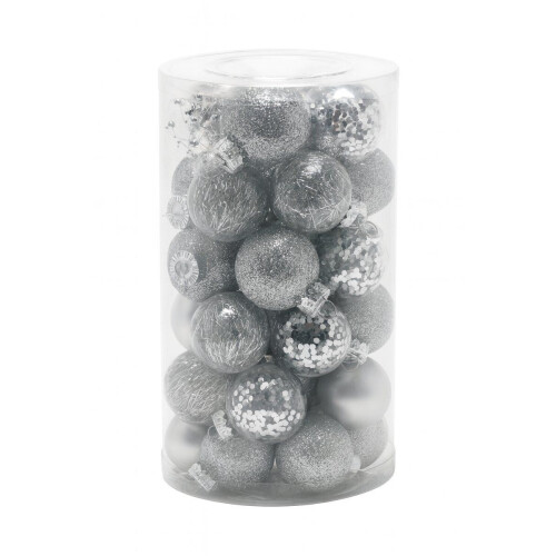 Kerstballenset - 25 stuks - Ø 5 cm - Zilver (25 stuks)