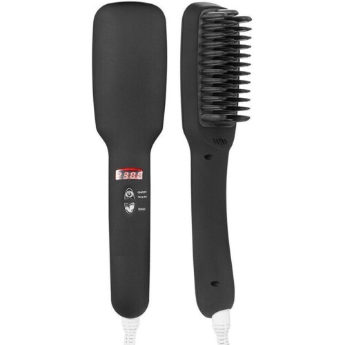 KINGDOMCARES - PTC Verwarmings- en Ionen Haarstijlborstel - 2-in-1 Straightener met Digitale Temperatuurregeling - Roze