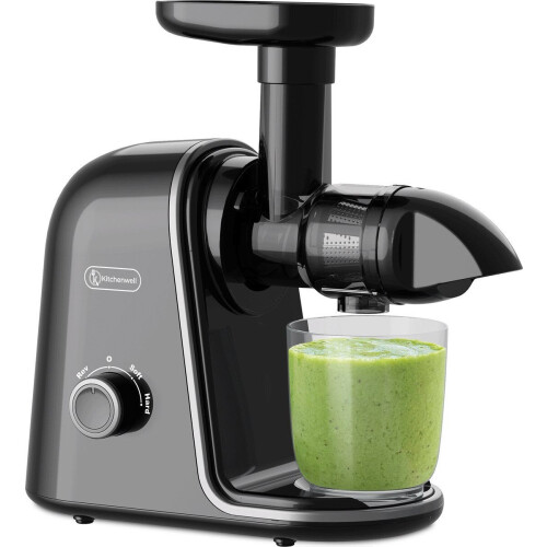 Kitchenwell Slowjuicer - 700ml - Groenten en fruitpers met pulpreservoir - BPA vrij - Zwart