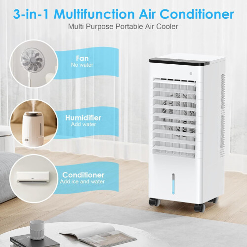 Klimaanlage Mobil - Mobiele Klimaanlage - 60W Energiesparend - 6L Wassertank - 15h Timer - 4 Kühlakku - Fernbedienung - Oszillierend
