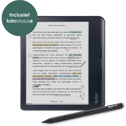 Kobo Libra Colour - eReader - 7"E Ink Kaleido™ 3 kleurenscherm - Zwart Tweedehands
