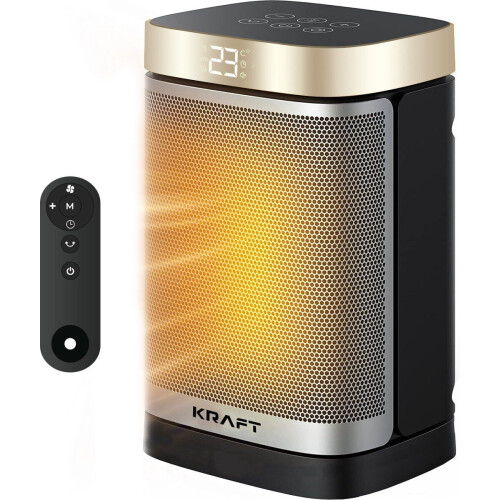 KRAFT Ventilatorkachel - Keramische Heater - 1500W - 70° Draaifunctie - Zilver/Goud/Zwart Tweedehands