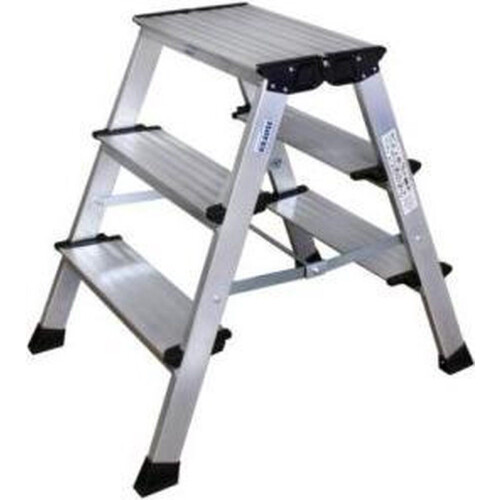 KRAUSE Monto Treppo - Opvouwbare Trap - Dubbelzijdig - Aluminium 2x3 Treden