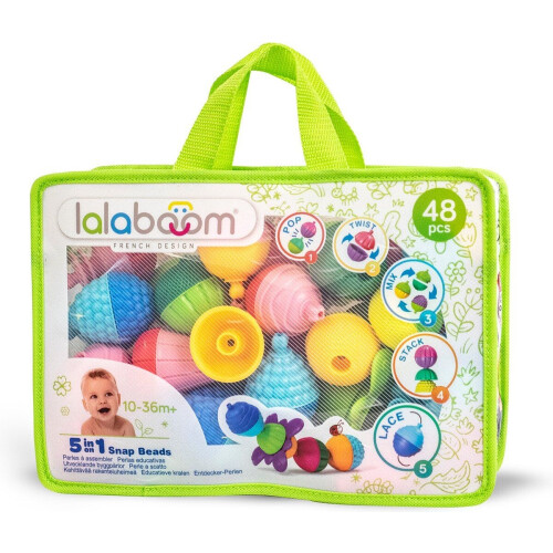 Lalaboom - Educatieve Kralen - 48 Stuks In Opbergtas - Ontwikkel Motorische Vaardigheden Vanaf 10 Maanden (48 stuks)