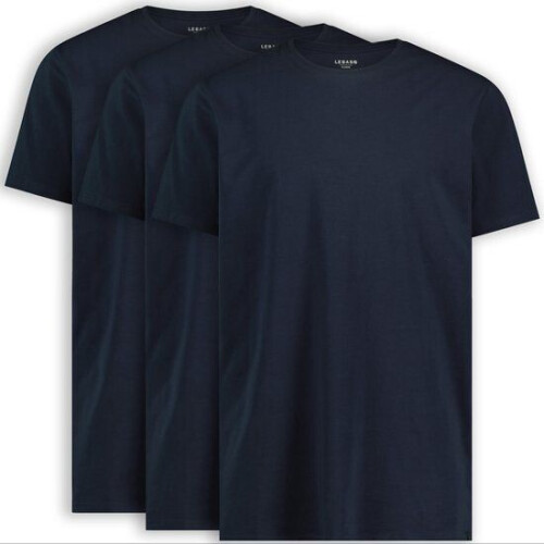 LebasQ T-shirt 3-Pack – Regular Fit, Stretchkatoen – Zwart - Maat M Tweedehands