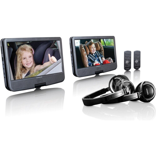 Lenco DVP-1046BK - Draagbare DVD Speler - 2x 10 inch schermen - 2x Hoofdtelefoons en 2x Montagebeugels - Zwart Tweedehands