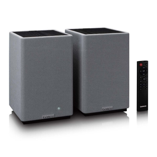 Lenco SPB-240BKGY - Hifi Speaker - Bluetooth 5.3 - 2.0 Tulp Analoog - Zwart/Grijs Tweedehands