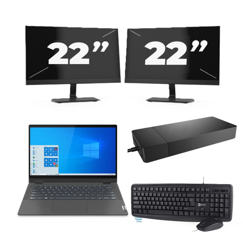 Lenovo IdeaPad Flex 5 14ITL05 - Intel Core i3-11e Generatie - 14 inch - 16GB RAM - 256GB SSD - Windows 11 Home + 2x 22 inch Monitor Tweedehands